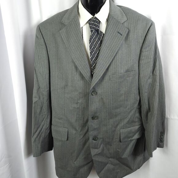 Tom James Mens 42L Gray Pinstripe 3-Button Ventless Sports Coat Blazer - Picture 1 of 8